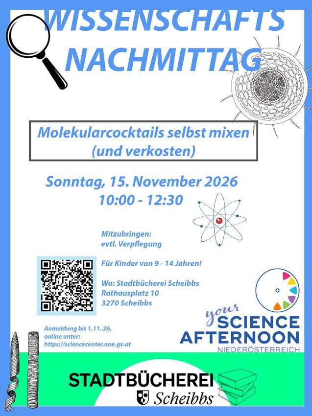 Flyer Wissenschaftsnachmittag Molekularcocktails am 15.11.2026